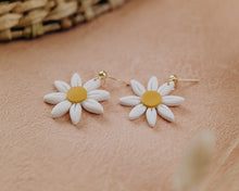 Load image into Gallery viewer, Daisy Dangles in White.
