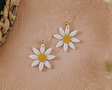 Load image into Gallery viewer, Daisy Dangles in White.
